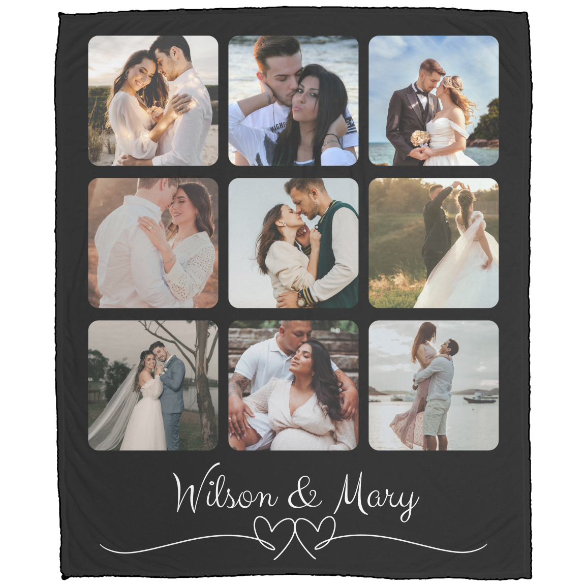 Custom Photo Collage Blanket for Couple, Personalized with Photo, Picture Blanket with Text