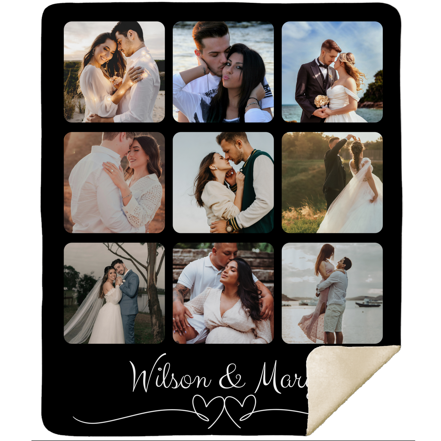 Custom Photo Collage Blanket for Couple, Personalized with Photo, Picture Blanket with Text