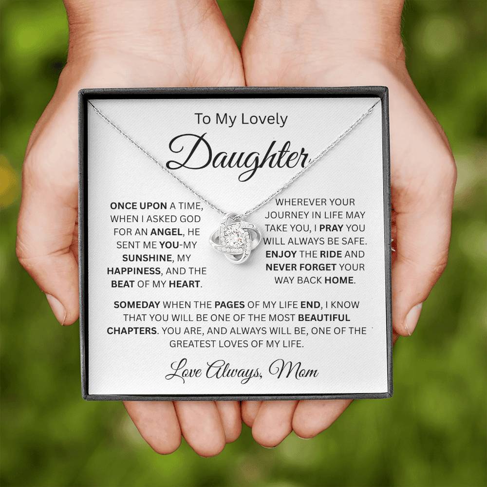 Gift For Daughter | "Once Upon A Time, When I Asked God For An Angel He Sent Me You" | Necklace From Mom