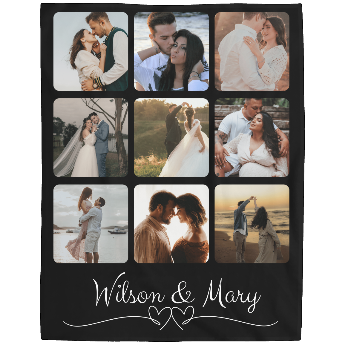 Custom Photo Collage Blanket for Couple, Personalized with Photo, Picture Blanket with Text