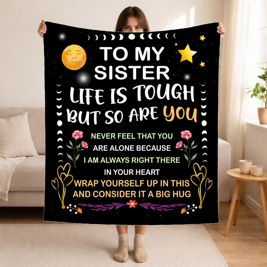 “Life Is Tough But So Are You” Fleece or Sherpa Blanket for Sister