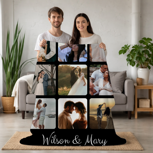 Personalized 9-Photo Collage Blanket | Fleece or Sherpa