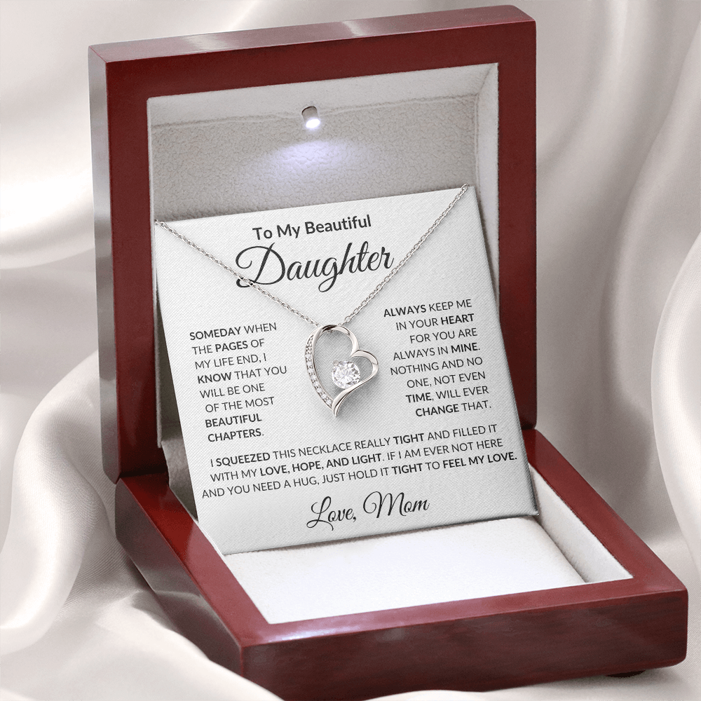 To My Beautiful Daughter | Always Keep Me In Your Heart For You Are Always In Mine | Forever Love Necklace