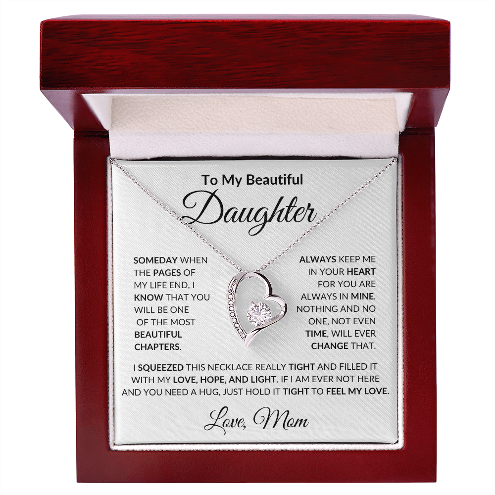 To My Beautiful Daughter | Always Keep Me In Your Heart For You Are Always In Mine | Forever Love Necklace