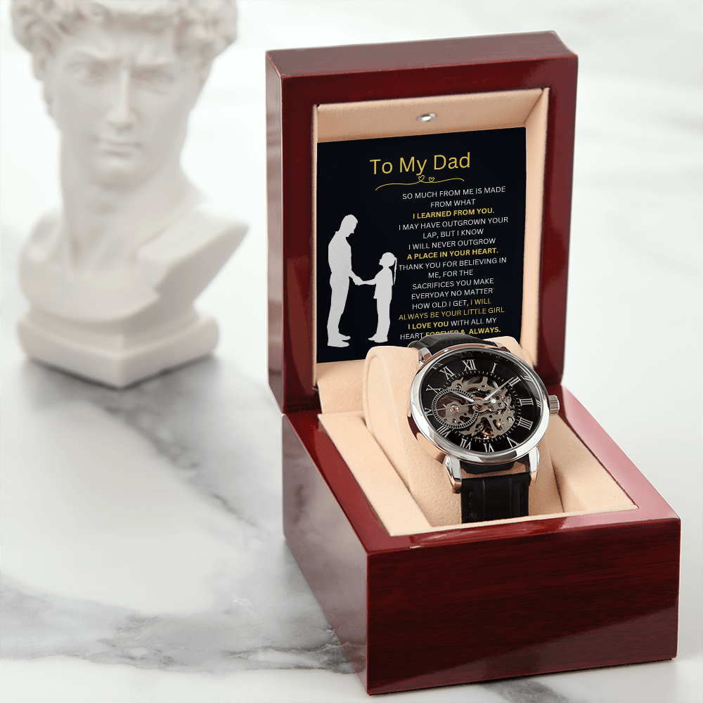 To My Dad, I Love You Forever & Always | Men's Openwork Watch