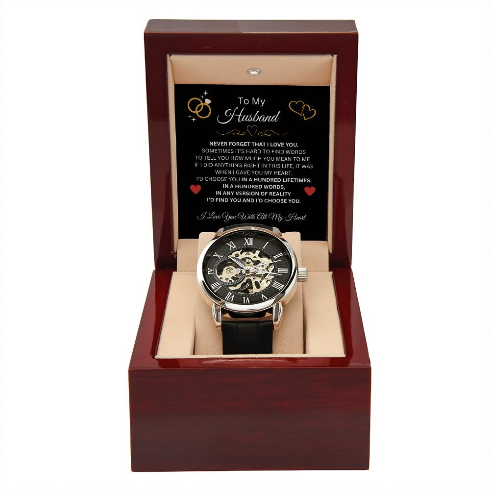 To My Husband, Never Forget That I Love You | Men's Openwork Watch