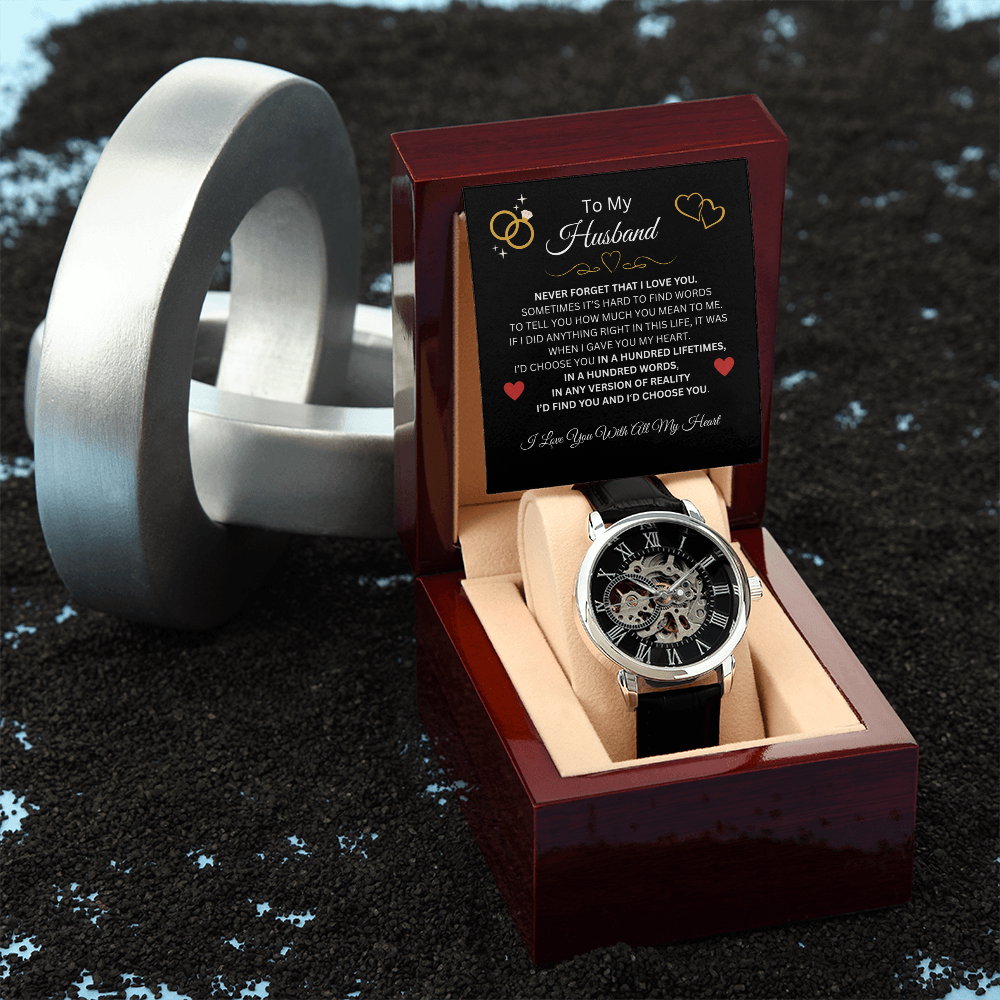 To My Husband, Never Forget That I Love You | Men's Openwork Watch