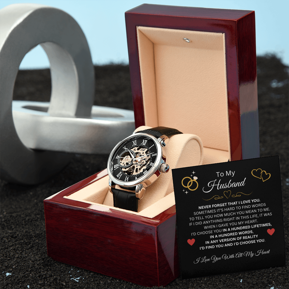 To My Husband, Never Forget That I Love You | Men's Openwork Watch
