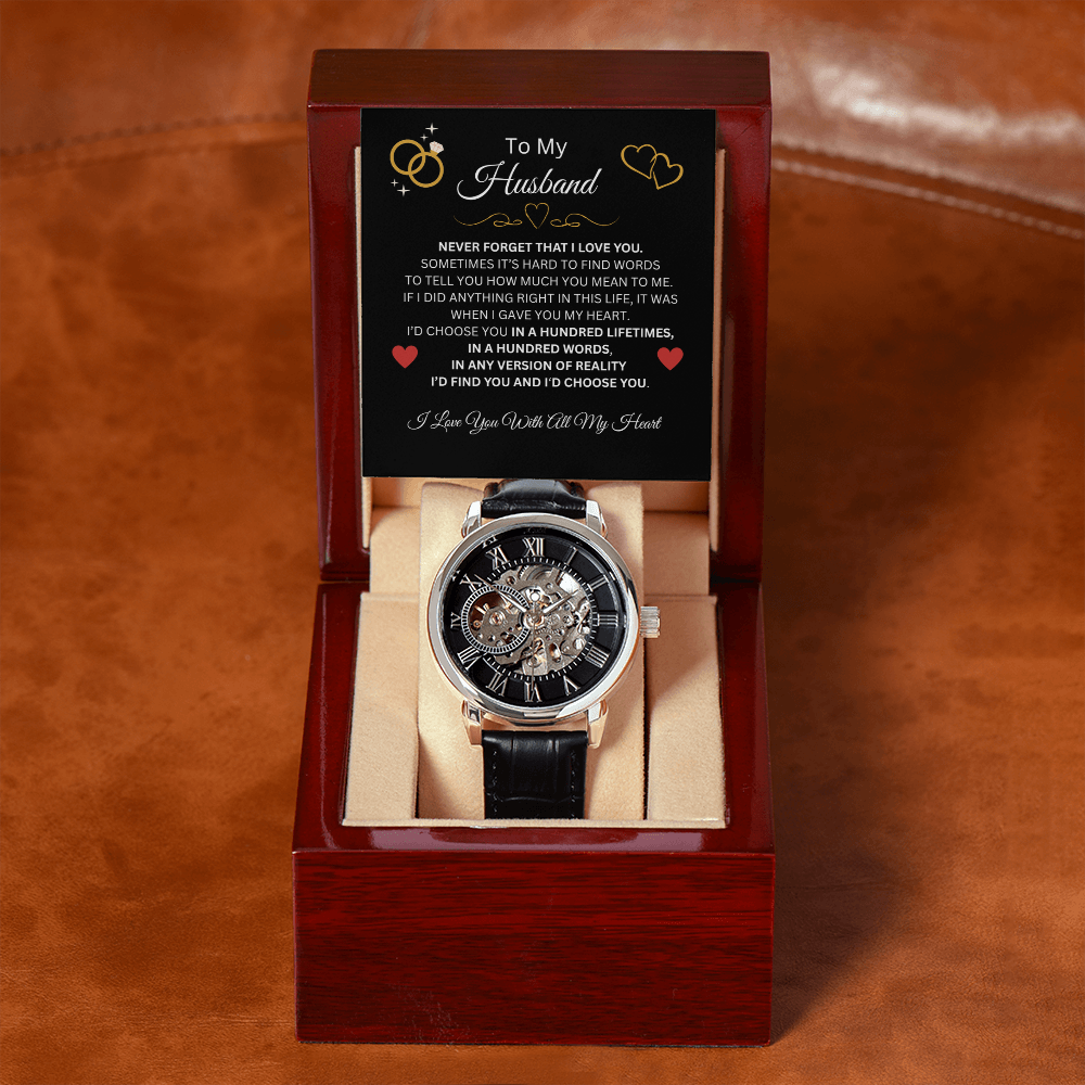 To My Husband, Never Forget That I Love You | Men's Openwork Watch