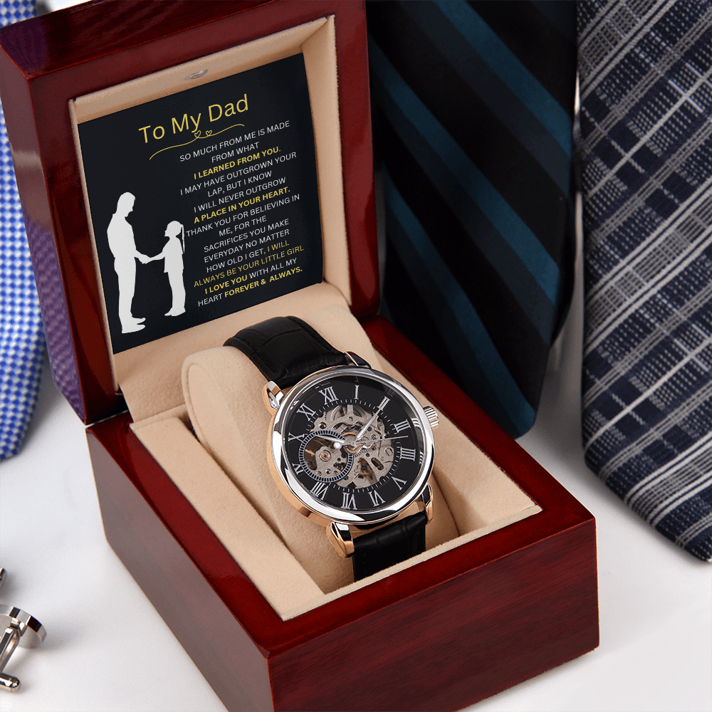 To My Dad, I Love You Forever & Always | Men's Openwork Watch
