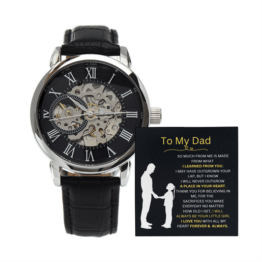 To My Dad, I Love You Forever & Always | Men's Openwork Watch