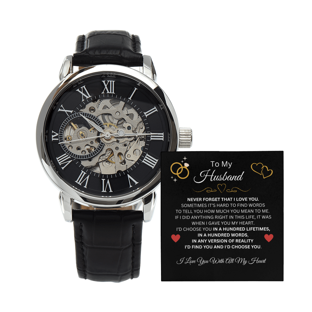 To My Husband, Never Forget That I Love You | Men's Openwork Watch