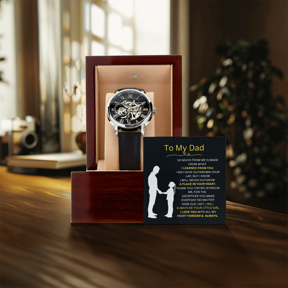 To My Dad, I Love You Forever & Always | Men's Openwork Watch
