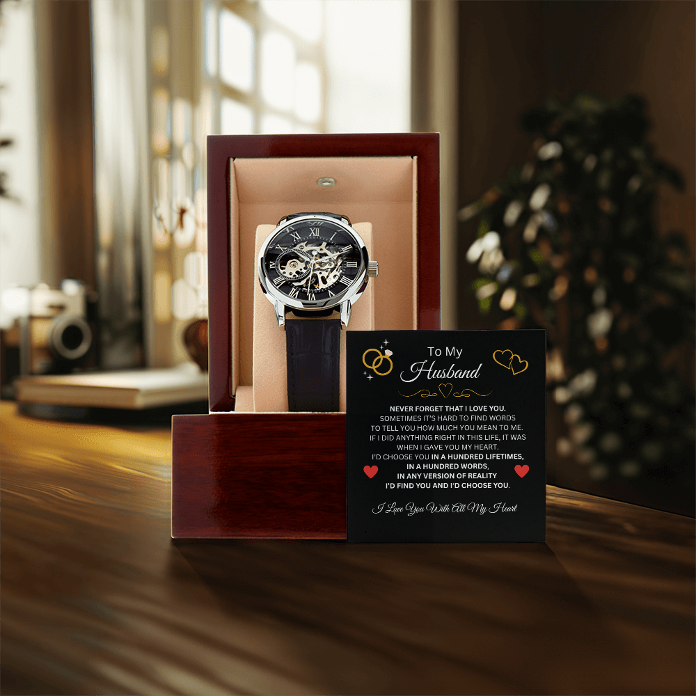 To My Husband, Never Forget That I Love You | Men's Openwork Watch