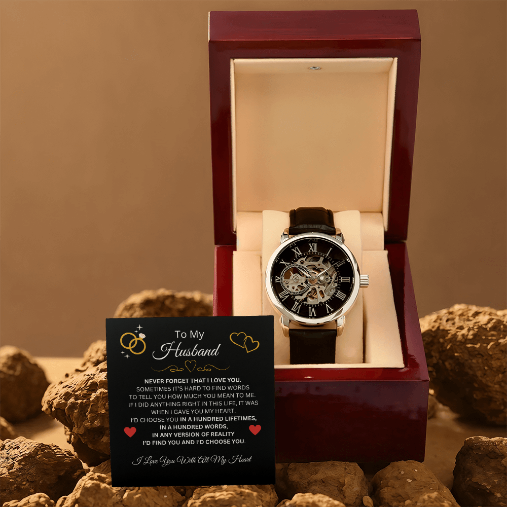 To My Husband, Never Forget That I Love You | Men's Openwork Watch