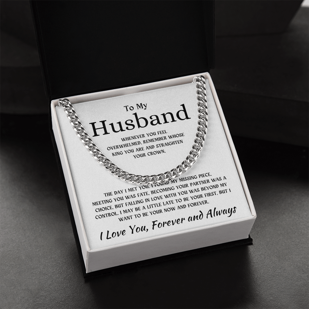 To My Husband | I Love You Forever and Always - Cuban Link Chain