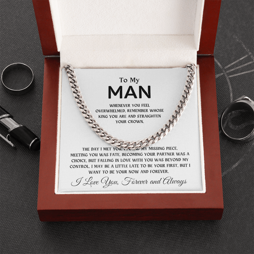 To My Man, The Day I Met You I Found My Missing Peace | Cuban Chain Necklace