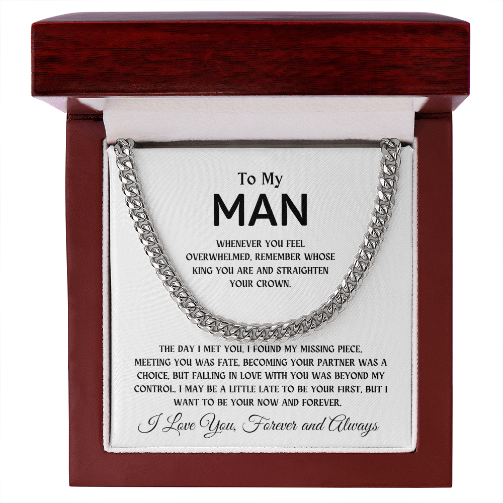 To My Man, The Day I Met You I Found My Missing Peace | Cuban Chain Necklace