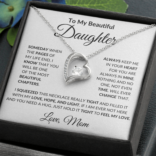 To My Beautiful Daughter | Always Keep Me In Your Heart For You Are Always In Mine | Forever Love Necklace