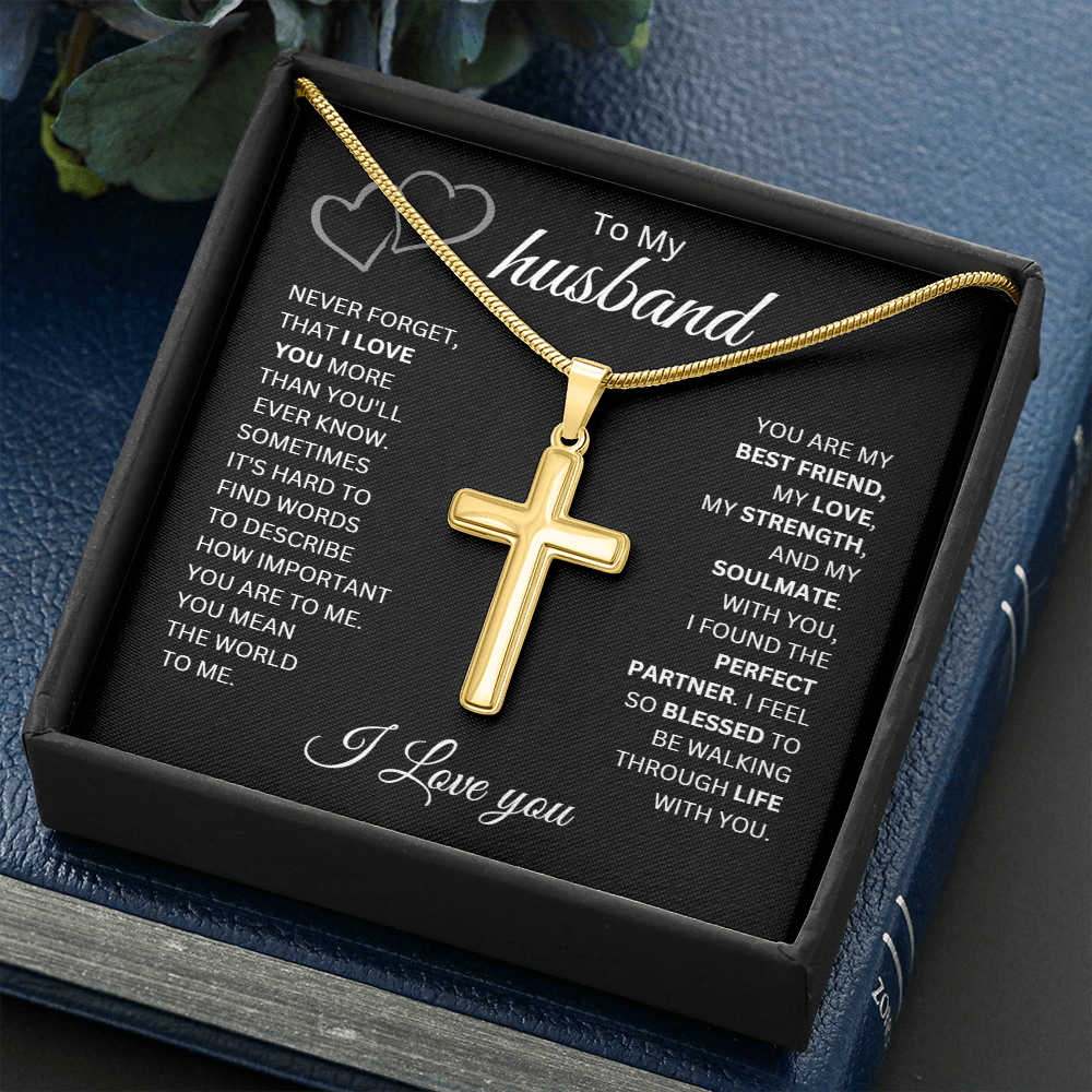 To My Husband, I Love You More Than You'll Ever Know | Artisan Cross Necklace