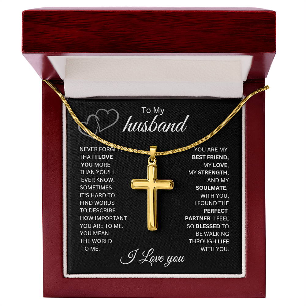 To My Husband, I Love You More Than You'll Ever Know | Artisan Cross Necklace