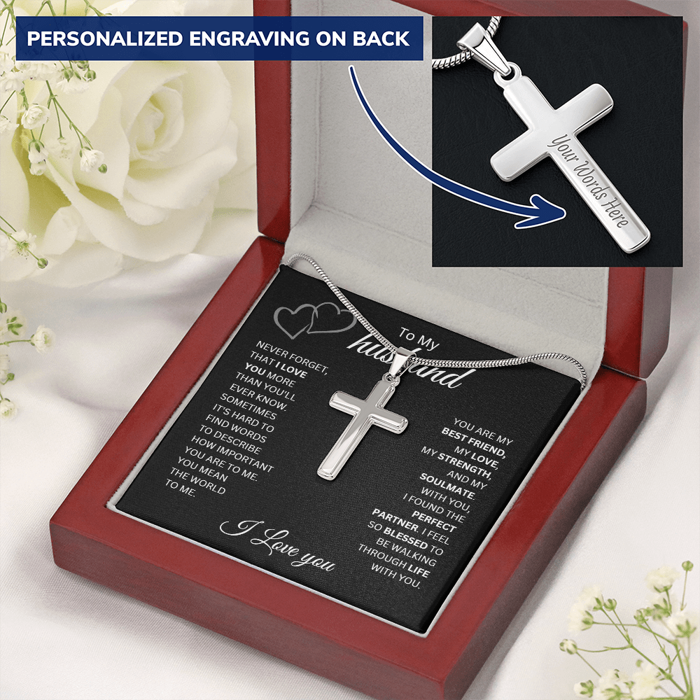 To My Husband | Never Forget That I Love You - Cross Necklace
