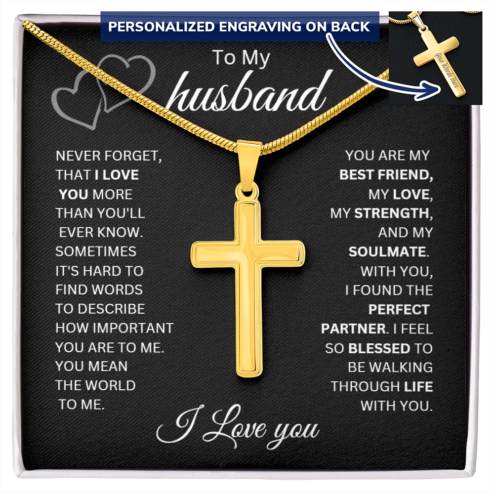To My Husband | Never Forget That I Love You - Cross Necklace