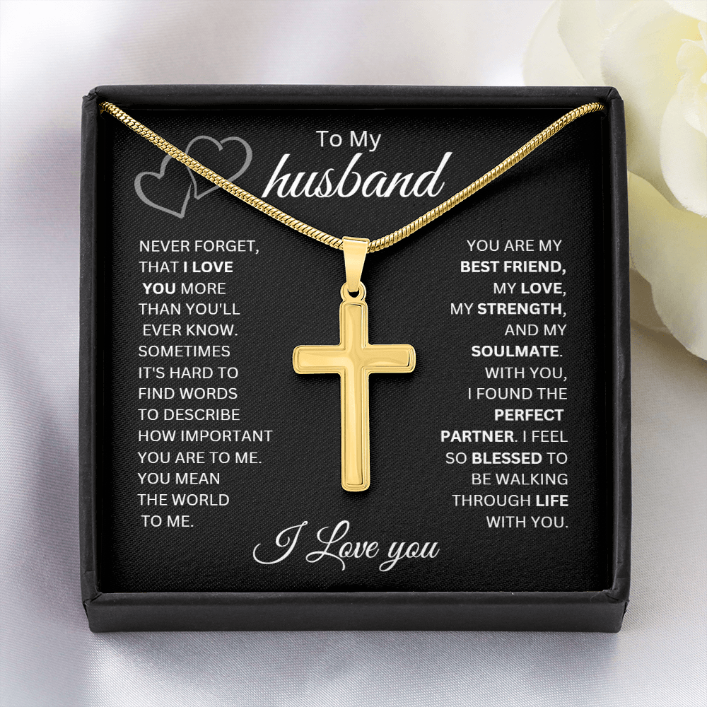 To My Husband | Never Forget That I Love You - Cross Necklace