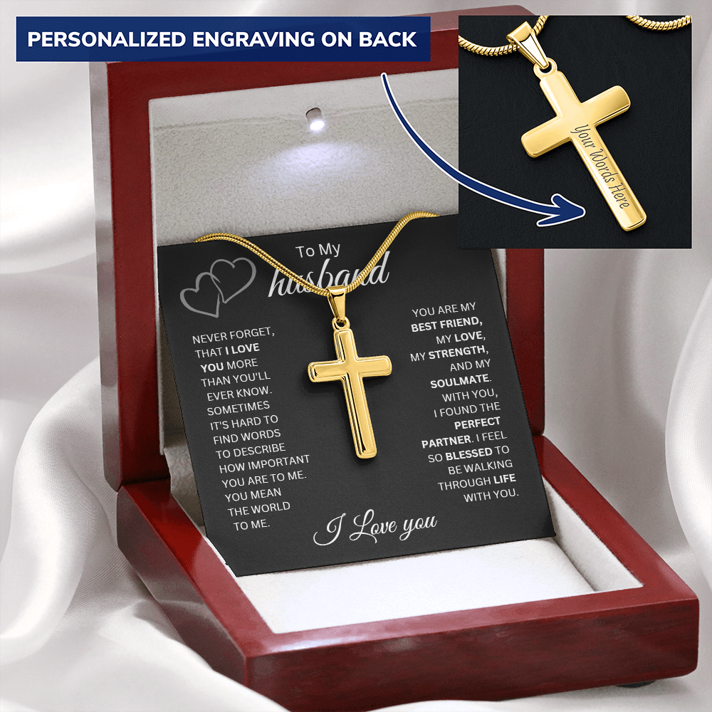 To My Husband | Never Forget That I Love You - Cross Necklace