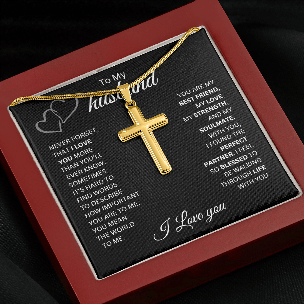 To My Husband | Never Forget That I Love You - Cross Necklace