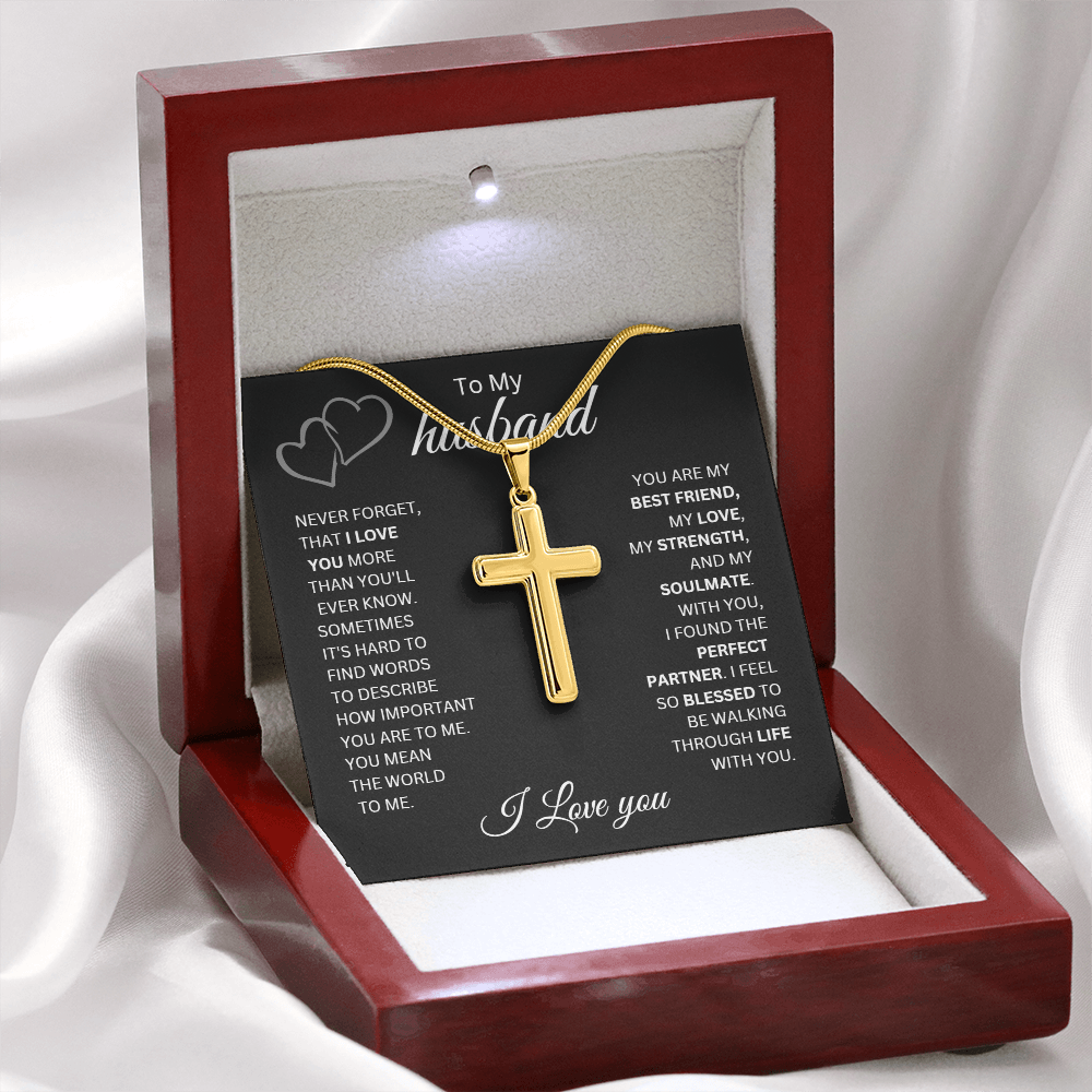 To My Husband | Never Forget That I Love You - Cross Necklace