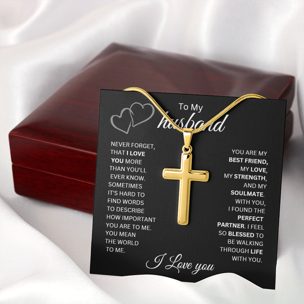 To My Husband | Never Forget That I Love You - Cross Necklace